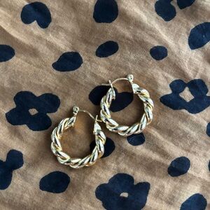 Gold Twist Thick Hoop Earrings Stylish Hoops Rope Y2k